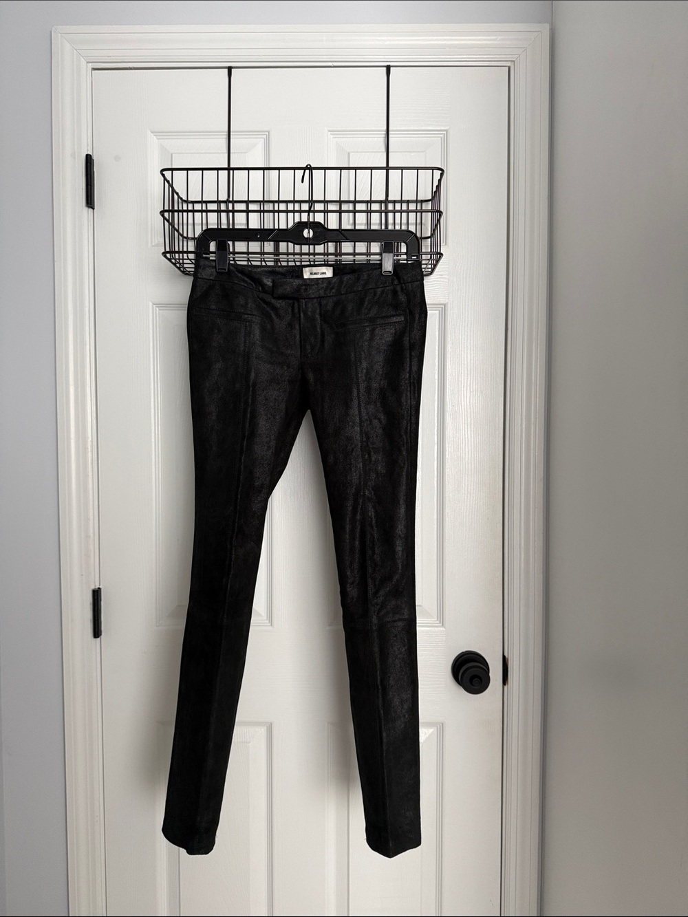 Helmut Lang Black Leather Skinny/Straight Pants Size 0